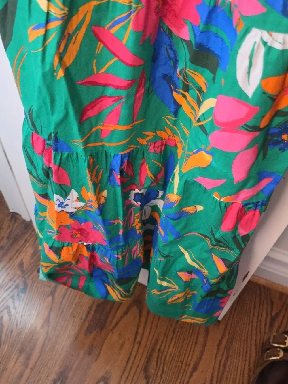 J. Crew Green Tropical Floral Maxi Dress